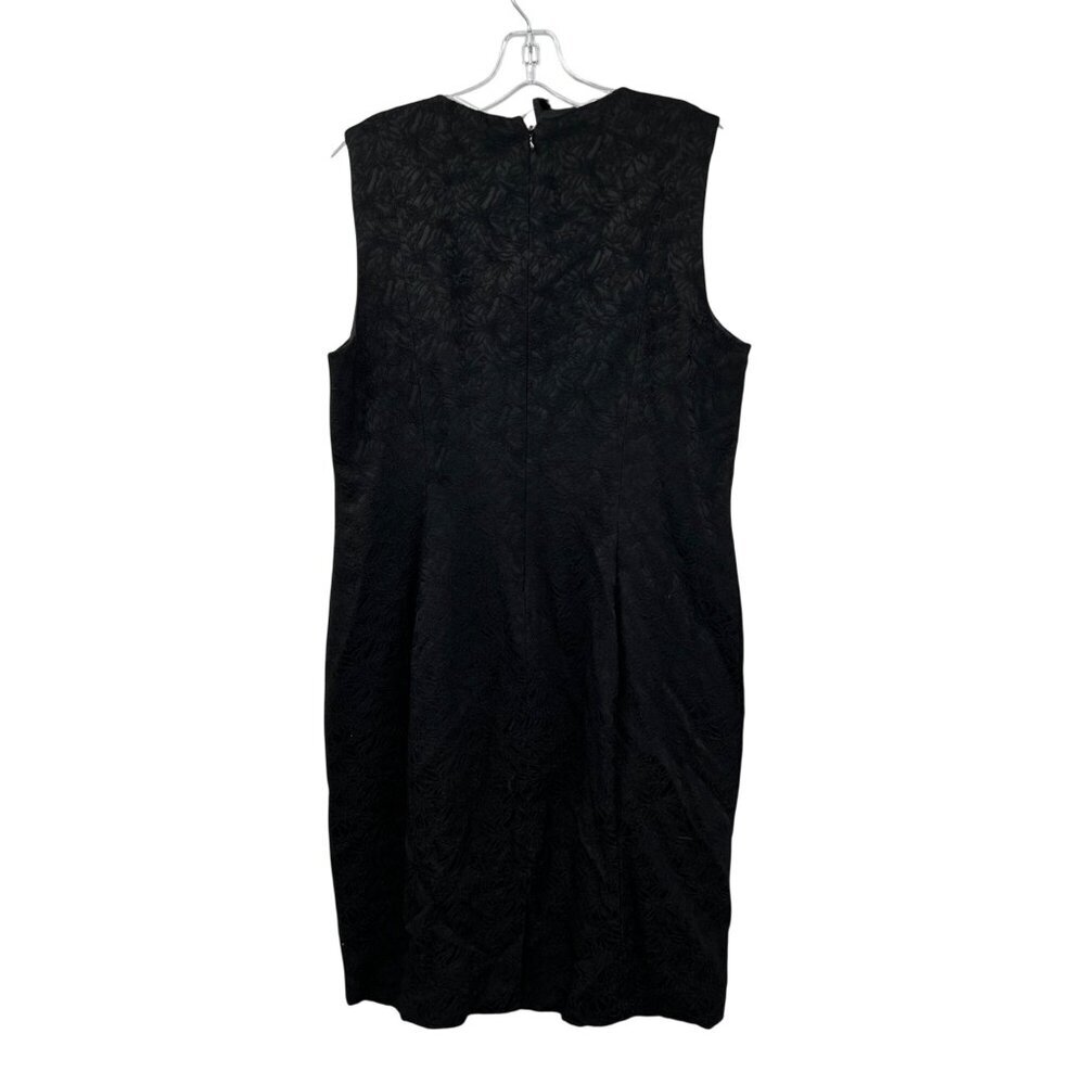 Calvin Klein Embroidered Floral Sheath Dress Sleeveless Black Size Medium Zip - Picture 7 of 9